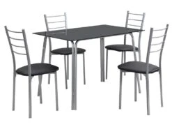 Ensemble Table + 4 Chaises - Noir Et Chromé - VILIARI 13 Ensemble Table + 4 Chaises - Noir Et Chromé - VILIARI -Mobilia Boutique ensemble table et chaise 12342061