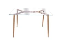 VERANA - Pack Table En Verre + 4 Chaises Gris Chiné Foncé -Mobilia Boutique ensemble table et chaise 12600031