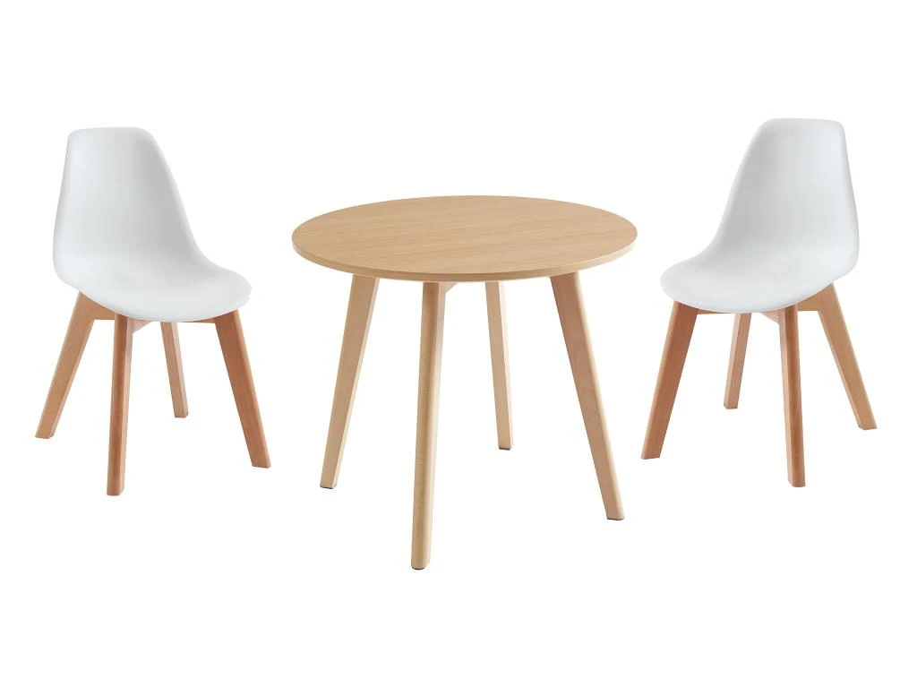 Ensemble Table Enfant LOULOUNE + 2 Chaises LILINOU - Naturel Et Blanc 4 Ensemble Table Enfant LOULOUNE + 2 Chaises LILINOU - Naturel Et Blanc – Image 2