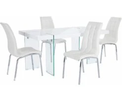 Travis 160 Cm 4 Lila Blanc -Mobilia Boutique ensemble table et chaise 21737145