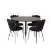 DippØ115BLBR Ensemble Table, Table Noir Et 4 Limhamn Chaises Velours Noir. -Mobilia Boutique ensemble table et chaise 22189211