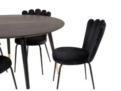 DippØ115BLBR Ensemble Table, Table Noir Et 4 Limhamn Chaises Velours Noir. -Mobilia Boutique ensemble table et chaise 22189215