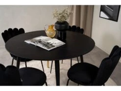 DippØ115BLBR Ensemble Table, Table Noir Et 4 Limhamn Chaises Velours Noir. -Mobilia Boutique ensemble table et chaise 22189219