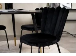 DippØ115BLBR Ensemble Table, Table Noir Et 4 Limhamn Chaises Velours Noir. -Mobilia Boutique ensemble table et chaise 22189221
