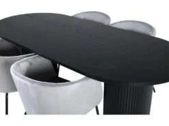 BiancaBL Ensemble Table, Table Noir Et 4 Berit Chaises Velours Gris. -Mobilia Boutique ensemble table et chaise 22189333