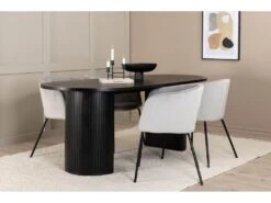 BiancaBL Ensemble Table, Table Noir Et 4 Berit Chaises Velours Gris. -Mobilia Boutique ensemble table et chaise 22189337