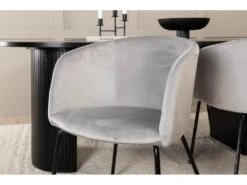 BiancaBL Ensemble Table, Table Noir Et 4 Berit Chaises Velours Gris. -Mobilia Boutique ensemble table et chaise 22189341