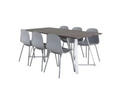 MarinaGRWH Ensemble Table, Table Gris Et 6 Arctic Chaises Gris, Gris. -Mobilia Boutique ensemble table et chaise 22189551