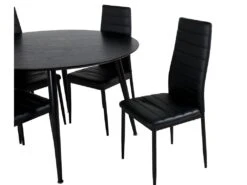DippØ115BLBL Ensemble Table, Table Noir Et 4 Slim High Back Chaises Similicuir PU Noir. -Mobilia Boutique ensemble table et chaise 22190337