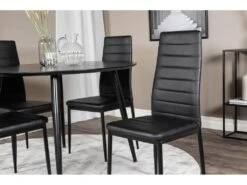 DippØ115BLBL Ensemble Table, Table Noir Et 4 Slim High Back Chaises Similicuir PU Noir. -Mobilia Boutique ensemble table et chaise 22190341