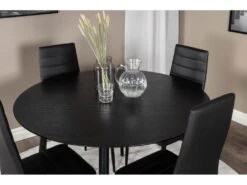 DippØ115BLBL Ensemble Table, Table Noir Et 4 Slim High Back Chaises Similicuir PU Noir. -Mobilia Boutique ensemble table et chaise 22190343