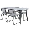 Jimmy150 Ensemble Table, Table Extensible Longueur Cm150 / 240 Blanc Et 4 Kenth Chaises Velours Gris.