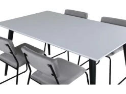 Jimmy150 Ensemble Table, Table Extensible Longueur Cm150 / 240 Blanc Et 4 Kenth Chaises Velours Gris. -Mobilia Boutique ensemble table et chaise 22190415