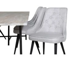 Jepara Ensemble Table, Table Teck Et 6 Velvet Deluxe Chaises Grisclair, Noir. -Mobilia Boutique ensemble table et chaise 22190491