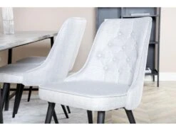 Jepara Ensemble Table, Table Teck Et 6 Velvet Deluxe Chaises Grisclair, Noir. -Mobilia Boutique ensemble table et chaise 22190495