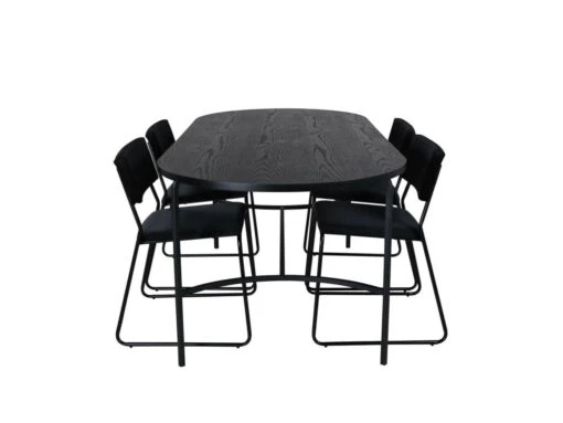 Skate Ensemble Table, Table Noir Et 4 Kenth Chaises Velours Noir. 5 Skate Ensemble Table, Table Noir Et 4 Kenth Chaises Velours Noir. -Mobilia Boutique ensemble table et chaise 22190795