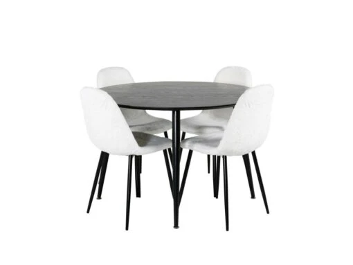 DippØ115BLBL Ensemble Table, Table Noir Et 4 Polar Fluff Chaises Teddy Blanc. 7 DippØ115BLBL Ensemble Table, Table Noir Et 4 Polar Fluff Chaises Teddy Blanc. -Mobilia Boutique ensemble table et chaise 22191299