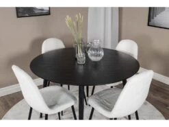 DippØ115BLBL Ensemble Table, Table Noir Et 4 Polar Fluff Chaises Teddy Blanc. -Mobilia Boutique ensemble table et chaise 22191309