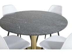 EstelleØ106BLBR Ensemble Table, Table Noir, Marbre Et 4 Polar Chaises Blanc. -Mobilia Boutique ensemble table et chaise 22191419