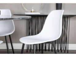 EstelleØ106BLBR Ensemble Table, Table Noir, Marbre Et 4 Polar Chaises Blanc. -Mobilia Boutique ensemble table et chaise 22191423