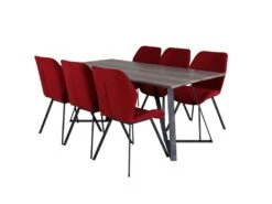 MarinaGRBL Ensemble Table, Table El Bois Décor Gris Et 6 Gemma Chaises Rouge. -Mobilia Boutique ensemble table et chaise 22191783