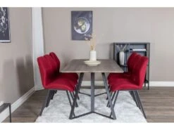 MarinaGRBL Ensemble Table, Table El Bois Décor Gris Et 6 Gemma Chaises Rouge. -Mobilia Boutique ensemble table et chaise 22191787