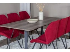 MarinaGRBL Ensemble Table, Table El Bois Décor Gris Et 6 Gemma Chaises Rouge. -Mobilia Boutique ensemble table et chaise 22191791