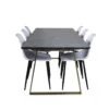 EstelleBLBR Ensemble Table, Table Noir, Marbre Et 6 Polar Chaises Blanc. -Mobilia Boutique ensemble table et chaise 22191843
