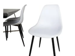 EstelleBLBR Ensemble Table, Table Noir, Marbre Et 6 Polar Chaises Blanc. -Mobilia Boutique ensemble table et chaise 22191847