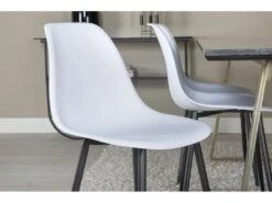 EstelleBLBR Ensemble Table, Table Noir, Marbre Et 6 Polar Chaises Blanc. -Mobilia Boutique ensemble table et chaise 22191853