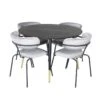 DippØ115BLBR Ensemble Table, Table Noir Et 4 Arrow Chaises Velours Gris. -Mobilia Boutique ensemble table et chaise 22192143