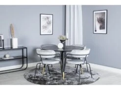 DippØ115BLBR Ensemble Table, Table Noir Et 4 Arrow Chaises Velours Gris. -Mobilia Boutique ensemble table et chaise 22192149