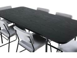 UnoBL Ensemble Table, Table Noir Et 6 Kenth Chaises Velours Gris. -Mobilia Boutique ensemble table et chaise 22192269