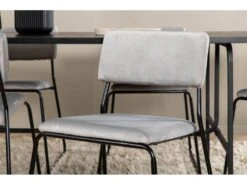 UnoBL Ensemble Table, Table Noir Et 6 Kenth Chaises Velours Gris. -Mobilia Boutique ensemble table et chaise 22192275