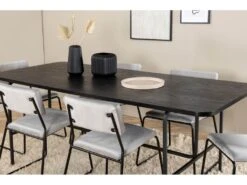 UnoBL Ensemble Table, Table Noir Et 6 Kenth Chaises Velours Gris. -Mobilia Boutique ensemble table et chaise 22192277