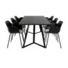 MarinaBLBL Ensemble Table, Table Noir Et 6 Comfort Chaises Noir. -Mobilia Boutique ensemble table et chaise 22192681
