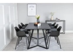 MarinaBLBL Ensemble Table, Table Noir Et 6 Comfort Chaises Noir. -Mobilia Boutique ensemble table et chaise 22192687