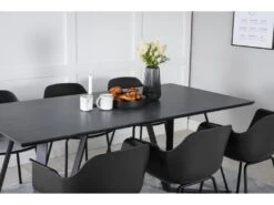 MarinaBLBL Ensemble Table, Table Noir Et 6 Comfort Chaises Noir. -Mobilia Boutique ensemble table et chaise 22192691