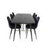 Gold Ensemble Table, Table Extensible Longueur Cm180 / 220 Noir Et 6 Polar Chaises Velours Noir. -Mobilia Boutique ensemble table et chaise 22192875