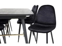 Gold Ensemble Table, Table Extensible Longueur Cm180 / 220 Noir Et 6 Polar Chaises Velours Noir. -Mobilia Boutique ensemble table et chaise 22192879