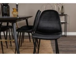 Gold Ensemble Table, Table Extensible Longueur Cm180 / 220 Noir Et 6 Polar Chaises Velours Noir. -Mobilia Boutique ensemble table et chaise 22192883