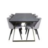 EstelleBLBR Ensemble Table, Table Noir, Marbre Et 6 Velvet Chaises Grisclair, Noir. -Mobilia Boutique ensemble table et chaise 22192925