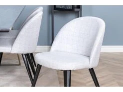 EstelleBLBR Ensemble Table, Table Noir, Marbre Et 6 Velvet Chaises Grisclair, Noir. -Mobilia Boutique ensemble table et chaise 22192935