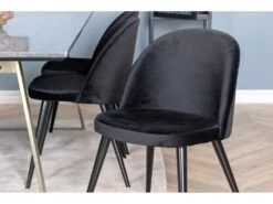 EstelleBLBR Ensemble Table, Table Noir, Marbre Et 6 Velvet Chaises Velours Noir. -Mobilia Boutique ensemble table et chaise 22193527