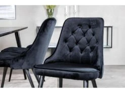 Dipp180x90BLBL Ensemble Table, Table Noir Et 6 Velvet Deluxe Chaises Velours Noir. -Mobilia Boutique ensemble table et chaise 22193589
