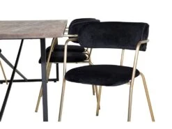 Padang Ensemble Table, Table Teck Et 6 Arrow Chaises Velours Noir. -Mobilia Boutique ensemble table et chaise 22193641