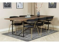 Padang Ensemble Table, Table Teck Et 6 Arrow Chaises Velours Noir. -Mobilia Boutique ensemble table et chaise 22193643