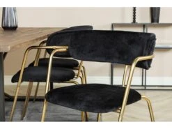 Padang Ensemble Table, Table Teck Et 6 Arrow Chaises Velours Noir. -Mobilia Boutique ensemble table et chaise 22193645