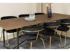 Padang Ensemble Table, Table Teck Et 6 Arrow Chaises Velours Noir. -Mobilia Boutique ensemble table et chaise 22193647