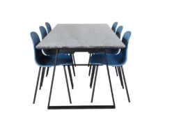 EstelleBLBL Ensemble Table, Table Noir, Marbre Et 6 Arctic Chaises Bleu, Noir. -Mobilia Boutique ensemble table et chaise 22194419